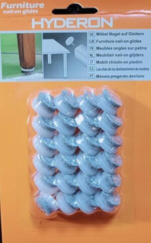 Furniture Sliders Nail-on Glides (1.50 cm Diameter)- 24 Pieces White Base-B0DZ4SN1CS