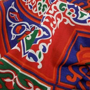 Ramadan Khayamiya Mixed Cotton Ablecloth With End-Red Decorations Decorative Tablecloth for Ramadan Celebrations, [Rectangle] (1.5X1.5m)-B0DZD5MF2Z