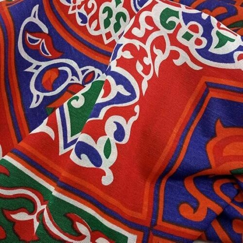 MySouq.store Ramadan Khayamiya Mixed Cotton Ablecloth With End-Red Decorations Decorative Tablecloth for Ramadan Celebrations, [Rectangle] (1.5X1.5m)-B0DZD5MF2Z