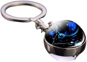 Leo Libra Scorpio 12 Constellation Keychain Glass Ball Pendant Zodiac Sign Keychain Car Key Rings Men Women Birthday Gifts Select your favorite,-B0DZMFWGRY