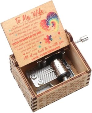 Husband to Wife Music Box U R My Sunshine Tune Wood Laser Engraved Vintage Hand Cranked Musical Boxes Unique for Wife Love from Husband on Valentine's Day/Wedding Day/Anniversary CH01-B0DZV5W68S