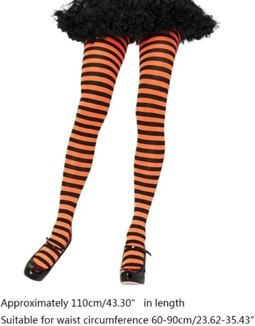 MySouq-Store Skin, (One Size Recommended Weight:40kg-75kg) - Christmas Halloween Contrast Color Stripe Pantyhose High Waist (Black and white stripe 2 legs)-B0F18BQBKV