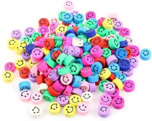 100 Pcs Mixed Colors Polymer Clay Smiley Face Spacer Beads, Assorted Happy Face Slice Beads for Women Girls Jewelry Making Handmade DIY Bracelet Necklace Hair Clip (Round Smiley)-B0F1DHVV4N