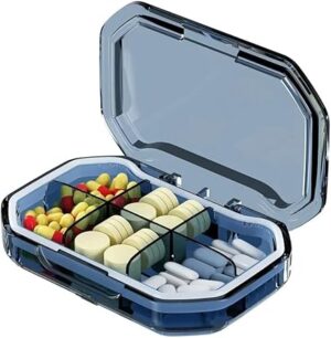 [1Pcs - Random Color ] 4/6 Grids Portable Pill Cases Organizer Container for Tablets Travel Pill Box with Seal Ring Sealed Organizer Container (Green, 6 grids)-B0F1F2G2M3