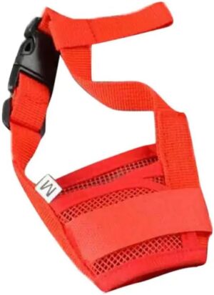 [1Pcs ] Dog Adjustable Soft Pet Puppy Mouth Cover Mask Pure Color Anti Biting Muzzle (Red, XL)-B0F1T5XHS8