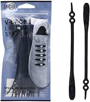 No Tie Elastic Shoelaces 14Pcs/Set No-Tie Silicone Shoelaces Works in all Shoes - Black-B0CCG6DMM3