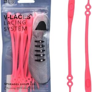 MySouq-Store 14pcs/set No TIE Lacing system Silicone Shoelace Elastic Shoelaces For Adults/Kids Running No Tie Shoes Accessories (Pink)-B0D35S9GM3