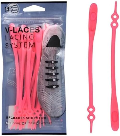 MySouq-Store 14pcs/set No TIE Lacing system Silicone Shoelace Elastic Shoelaces For Adults/Kids Running No Tie Shoes Accessories (Pink)-B0D35S9GM3