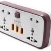 Universal Wall Power Strip with 4 Power Sockets and 3 USB Slots 1 Power Button - White-B0F6VXY7XZ