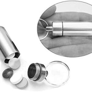 Waterproof Aluminum Metal Pill Box Case Organizer with Keychain - Outdoor Medicine Bottle Key Ring Small First Aid Drug Holder Pill Container silver-B091KL5S8B