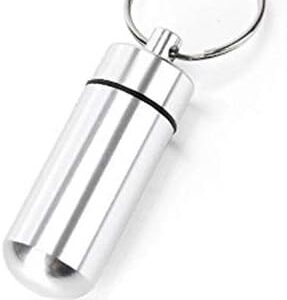 Waterproof Aluminum Metal Pill Box Case Organizer with Keychain - Outdoor Medicine Bottle Key Ring Small First Aid Drug Holder Pill Container silver-B091KL5S8B