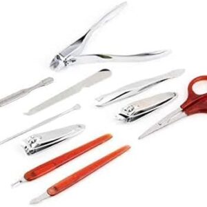 10pcs Nail Clipper Kit Nail Care Set Pedicure Scissor Tweezer Knife Ear pick Manicure Set Tool with Deluxe Carrying Case-B0F5BRFJ1V