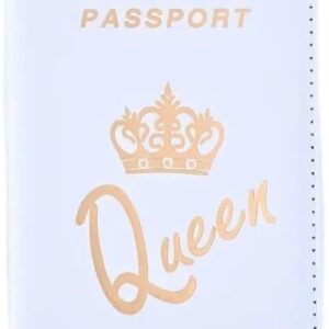 31eXCixXxnL._AC_SX569_ 1Pcs Crown Print PU Passport Covers Passport Protector Passport Holder Flight Ticket Holder ID Credit Card Holder Travel Accessories (Queen, Light Blue)-B0DS6L699X