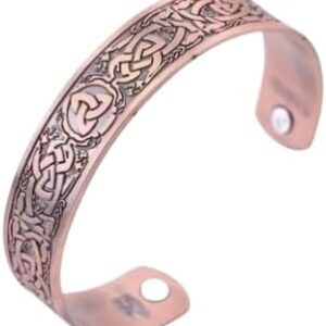 1Pcs Classic Bio Magnetic Copper Color Alloy Bracelet Cuff Bangle for Men Women Fashion Jewelry Gifts As Shown-B0DT8PFN16