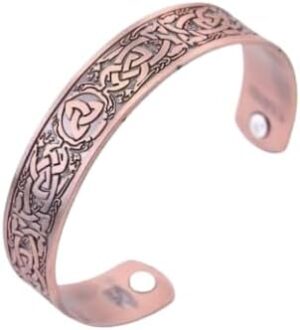 1Pcs Classic Bio Magnetic Copper Color Alloy Bracelet Cuff Bangle for Men Women Fashion Jewelry Gifts As Shown-B0DT8PFN16