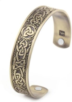 1Pcs Classic Bio Magnetic Copper Color Alloy Bracelet Cuff Bangle for Men Women Fashion Jewelry Gifts As Shown-B0DT8G3KW5