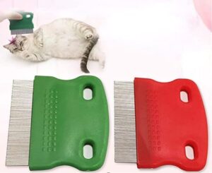 Stainless Steel Pet Grooming Hair Comb Long Thick Hair Fur Removal Flea And Lice Brush Pets Combs For Dog Cat Rabbit Guinea (multicolors)-B0BR5ZB1LX