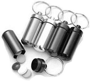 Waterproof Aluminum Metal Pill Box Case Organizer with Keychain - Outdoor Medicine Bottle Key Ring Small First Aid Drug Holder Pill Container silver-B091KL5S8B