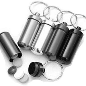 Waterproof Aluminum Metal Pill Box Case Organizer with Keychain - Outdoor Medicine Bottle Key Ring Small First Aid Drug Holder Pill Container silver-B091KL5S8B
