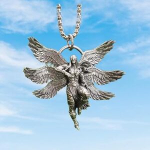 41Yi31jjosL._AC_SX466_ (1 Pc) Silver Tone Winged Warrior Pendant Necklace for men and women or car pendant AL21016-Silver-B0DRWLQ1GS