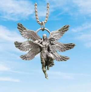 (1 Pc) Silver Tone Winged Warrior Pendant Necklace for men and women or car pendant AL21016-Silver-B0DRWLQ1GS