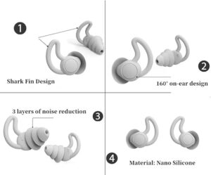 2Pcs 3 Layers Sleeping Earplugs Sound Reduction Plug Ear Hearing Protection Silicone Anti-Noise Plugs for Travelling Sleep - Pack of 1 Pairs -Random Color If No (Black, On Size)-B0F317DD8P