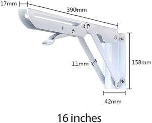 Sturdy Folding Shelf Brackets Small Arm White Heavy Duty Triangle Wall Mount Collapsible Shelf Bracket with Install Screws for Small Bench Table Space Saving 2 Pcs, (12 inch = 30.48 CM)-‎ B0DXCJKQPK