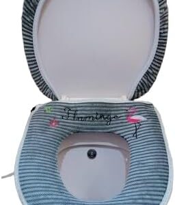 Toilet Seat Cover Soft 2 in 1 Zipper Protector WC Winter Warm Toilet Lid With Microlift Changing Pads & Covers Passport Case 1 Set random color,-B0DR38W7RB