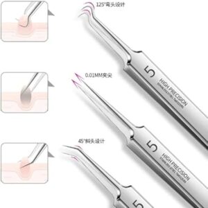 41vdOh0y5oL._AC_SY450_ Ultra-fine No. 5 Cell Pimples Blackhead Clip Tweezers Beauty Salon Special Scraping & Closing Artifact Acne Needle Tool as showen-B0F6GDKXX3
