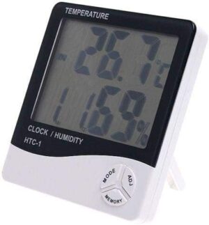 Digital White LCD Display Temperature Humidity Meter Hygrometer Clock Calendar HTC-1-B091C1T38J