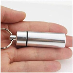 Waterproof Aluminum Metal Pill Box Case Organizer with Keychain - Outdoor Medicine Bottle Key Ring Small First Aid Drug Holder Pill Container silver-B091KL5S8B