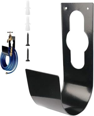 Garden Hose Hangers Holder, Wall Mount Expandable Water Hose Holders, Heavy Duty Pipe Holder Tidy Hook Support 25MT/50MT for 1/2" and 3/4" Garden Hose (Black)-B0CY5J8K8D