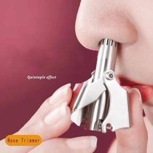1pcs Manual Nose Hair Trimmer for Man & Woman,No Battery Required,Trimmer for Nose,Ear,Moustache and Whiskers Hair,Waterproof,Stainless Steel with Brush,Nasal Clippers-B0DL2TTV6R