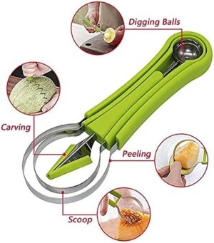 -zilitol Melon Baller Scoop Set,Professional 4 in 1 Steel Watermelon Cutter Fruit Carving Tools Set,Fruit Scooper-B09T71J1K4