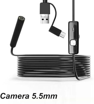 1Pcs Soft Cable, 1m TYPE C USB Mini Micro Endoscope Camera 5.5mm Soft Flexible Hard Cable Borescope Inspection for Android Smartphone-B0F4PG7N35
