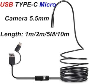 1Pcs Soft Cable, 1m TYPE C USB Mini Micro Endoscope Camera 5.5mm Soft Flexible Hard Cable Borescope Inspection for Android Smartphone-B0F4PG7N35