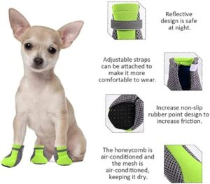 Pet Dog Shoes Breathable Waterproof Outdoor Walking Net Soft Summer Pet Shoes Night Safe Reflective Boots for Small Medium Dogs (Black, XL)-B0F5PD2WLB