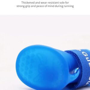 4Pcs Pet WaterProof Rainshoe Anti-slip Rubber Boot For Big Large Dogs Cats Outdoor Shoe Dog Ankle Boots Pet rain shoes For Big Dogs - Blue, XXL = Shoe length 8.6cm/ shoe width 7.1cm-B0F6WYFPCT