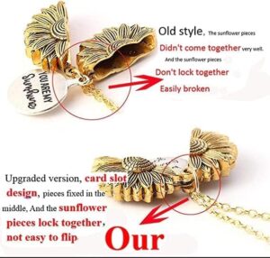 (1pcs) You are My Sunshine Necklace Cute Engraved Sunflower Locket Necklace for Women Mom Daughter Girls Boys Girlfriend Valentine's Day Mother's Day with Necklace Gift Box-B0C6N33QFC