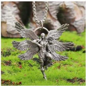 51YXnLGoUsL._AC_ (1 Pc) Silver Tone Winged Warrior Pendant Necklace for men and women or car pendant AL21016-Silver-B0DRWLQ1GS
