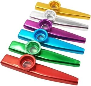 Metal Kazoo Harmonica Mouth Flute Kids Party Gift Musical Instrument Professional Performce Diaphragm Guitar Ukulele Lovers (Blue)-B0DJVB1KMF