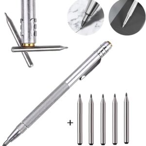 [1 Pcs] - 13cm Tungsten Carbide Tip Scriber Marking Etching Pen Steel Scriber Marker Glass Metal Wood Carving Scribing Marker Tools-B0CDZ3TY38
