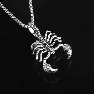 51kYquTW0vL._AC_SX522_ 1Pcs Unique Scorpion Pendant Chain Necklace, Stainless Steel Accessory for Men, Trendy Hip-Hop Style Jewelry with Hollow Out Design-B0DKG68G9J