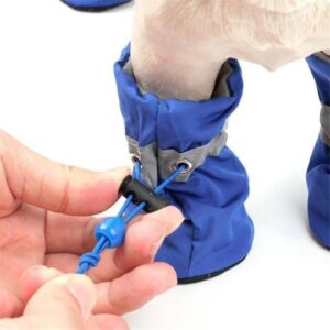 [4pcs/set] Waterproof Pet Dog Shoes Anti-slip Rain Boots Footwear for Small Cats Dogs Puppy Dog Pet Booties Pet Paw Accessories (Red, 4)-B0CRC3QCXH