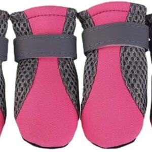 Pet Dog Shoes Breathable Waterproof Outdoor Walking Net Soft Summer Pet Shoes Night Safe Reflective Boots for Small Medium Dogs (Black, XL)-B0F5PD2WLB
