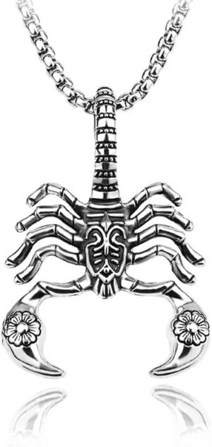 51oj1dMWsaL._AC_SX522_ 1Pcs Unique Scorpion Pendant Chain Necklace, Stainless Steel Accessory for Men, Trendy Hip-Hop Style Jewelry with Hollow Out Design-B0DKG68G9J