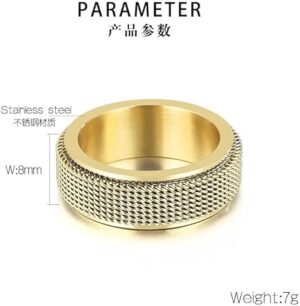 1PCs Trendy Waterproof Stainless Steel Metal Spinner Mesh Wedding Band Ring for Men Women Release Stress Gift Charm Jewelry-B0DQFLWTM9