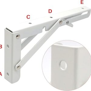 Sturdy Folding Shelf Brackets Small Arm White Heavy Duty Triangle Wall Mount Collapsible Shelf Bracket with Install Screws for Small Bench Table Space Saving 2 Pcs, (12 inch = 30.48 CM)-‎ B0DXCJKQPK