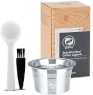 (1Pcs) Reusable Coffee Capsules, Stainless Steel Refillable Coffee Pod Compatible with K FEE Pods, Caffitaly Pods, Tchibo Cafissimo Capsules, Starbucks Verismo Pods-B0CLWSXNPZ