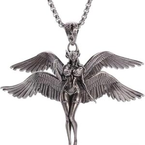 51y0BFffDZL._AC_SX466_ (1 Pc) Silver Tone Winged Warrior Pendant Necklace for men and women or car pendant AL21016-Silver-B0DRWLQ1GS